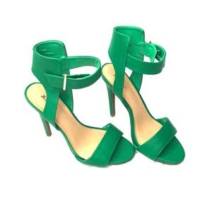 Green Snake Skin Heel Sandals by JustFab NWOB